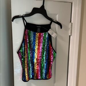 Rainbow 🌈 Rue21 Vibrant Striped Sequin Tank Top 🌈